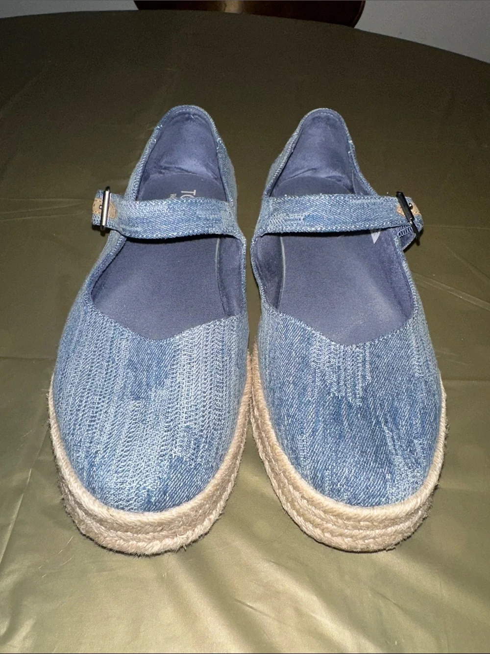 Toms Women’s Carolina Blue Denim Mary Jane Espadrille